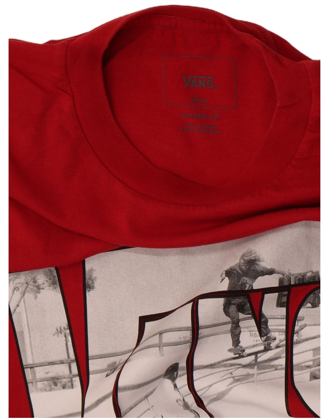 Vans Mens Classic Fit Graphic T-Shirt Top Small Red Cotton