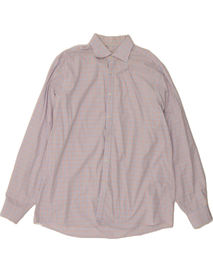 MICHAEL KORS Mens Regular Fit Shirt Size 17 1/2 XL Blue Check Cotton Vintage Michael Kors and Second-Hand Michael Kors from Messina Hembry 