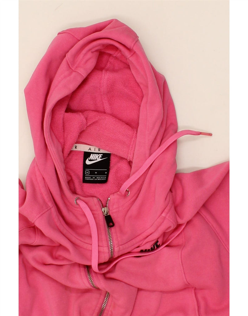 NIKE Womens Air Crop Graphic Zip Hoodie Sweater UK 14 Medium Pink Cotton | Vintage Nike | Thrift | Second-Hand Nike | Used Clothing | Messina Hembry 