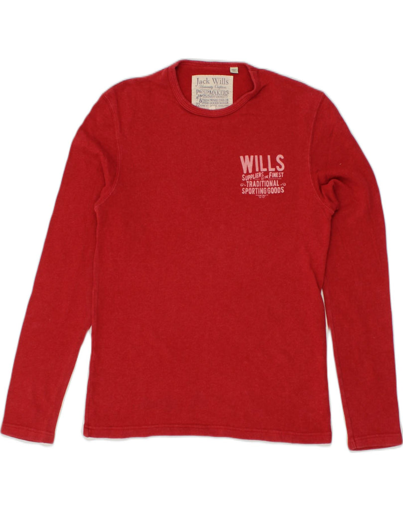 JACK WILLS Mens Graphic Top Long Sleeve Small Red Cotton | Vintage Jack Wills | Thrift | Second-Hand Jack Wills | Used Clothing | Messina Hembry 