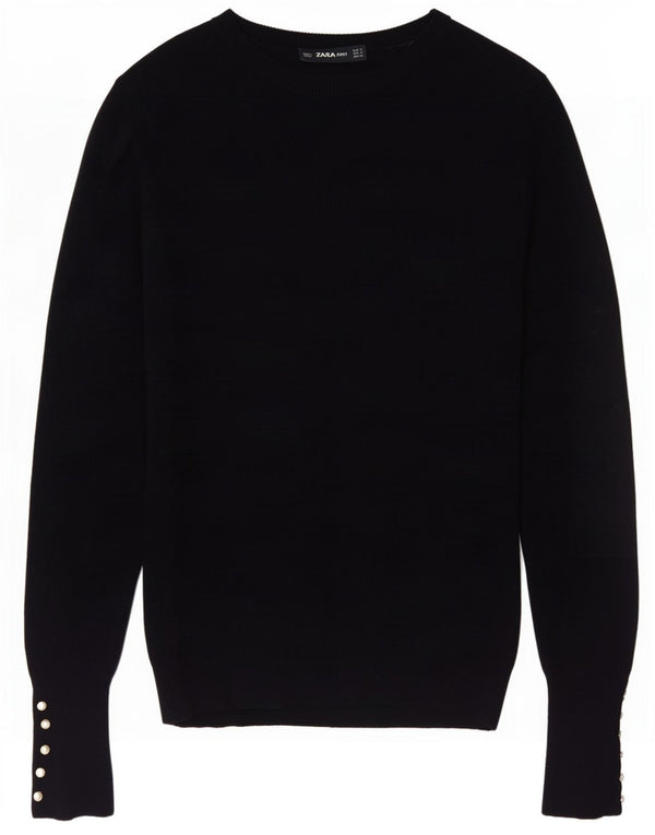 Zara Womens Boat Neck Jumper Sweater UK 10 Small Navy Blue