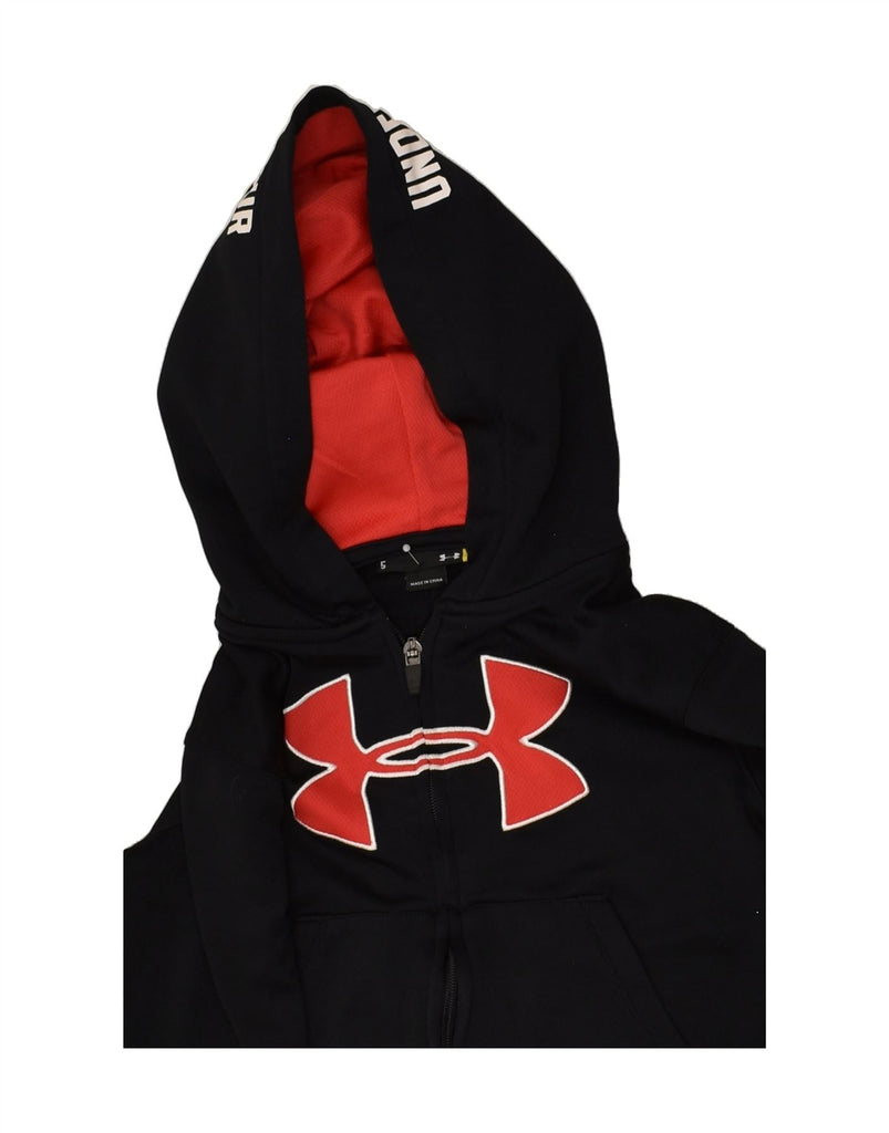 UNDER ARMOUR Boys Graphic Zip Hoodie Sweater 4-5 Years Black Polyester | Vintage Under Armour | Thrift | Second-Hand Under Armour | Used Clothing | Messina Hembry 