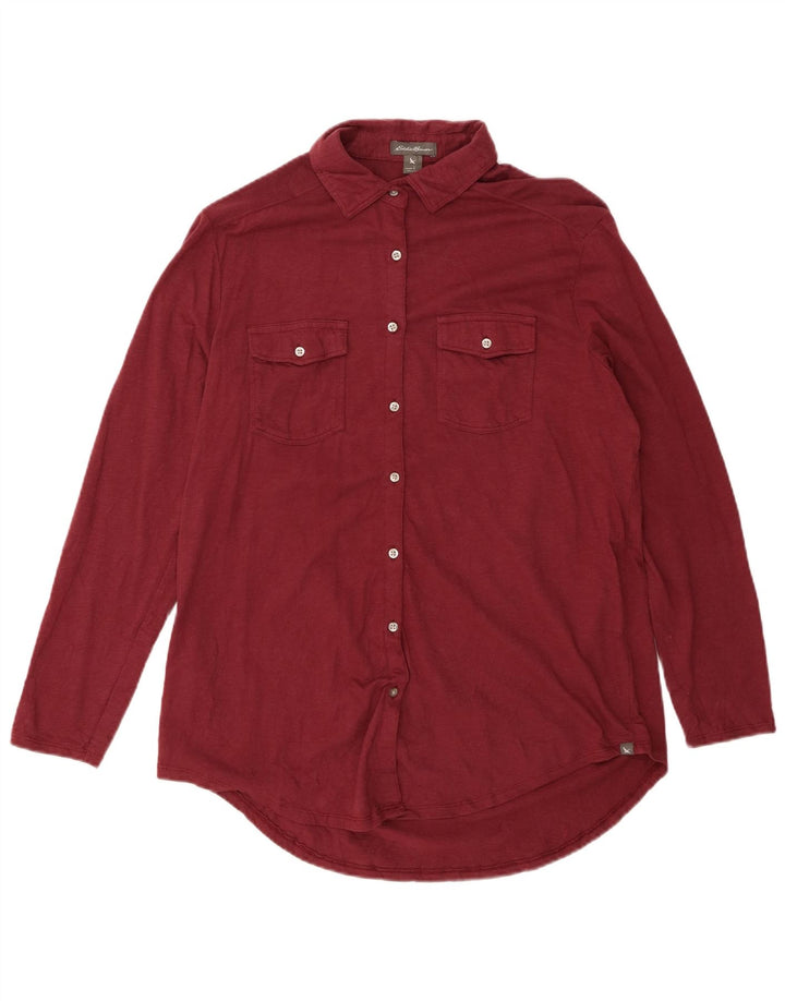 EDDIE BAUER Womens Shirt UK 16 Large Maroon Cotton