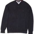 Tommy Hilfiger Mens Regular Fit V-Neck Jumper Sweater Large Navy Blue