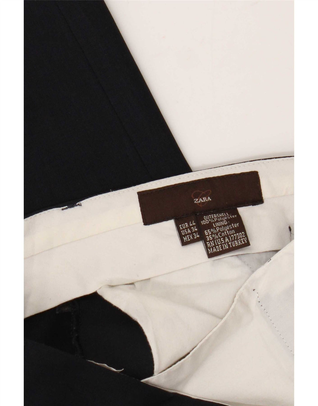 Zara Mens Straight Suit Trousers EU 44 Large W34 L29 Navy Blue Polyester