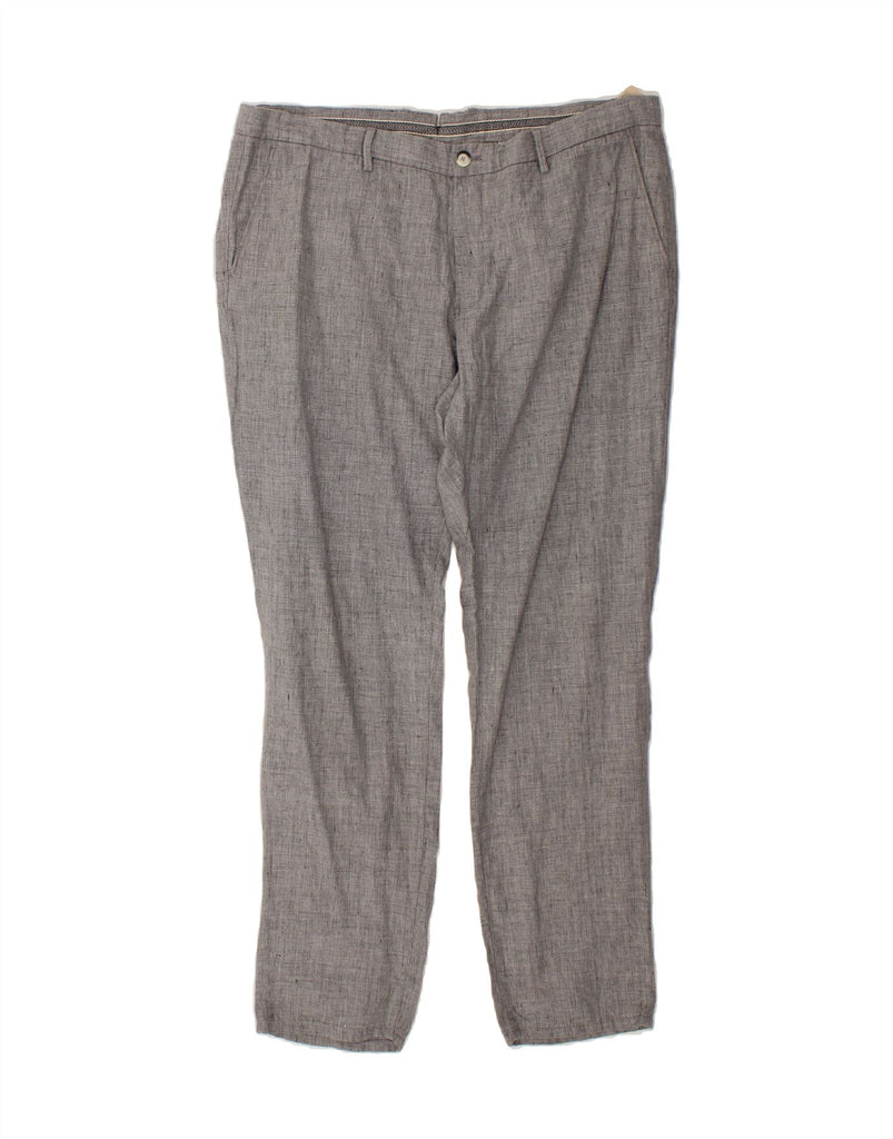 MASSIMO DUTTI Mens Slim Fit Chino Trousers EU 50 Medium W40 L33 Grey Linen Vintage Massimo Dutti and Second-Hand Massimo Dutti from Messina Hembry 
