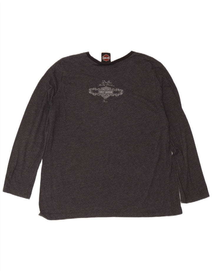 Harley Davidson Womens Top Long Sleeve UK 20 2XL Grey Cotton