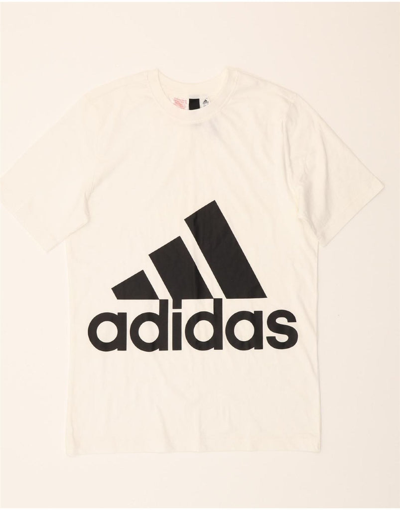 ADIDAS Boys Graphic T-Shirt Top 13-14 Years White Cotton Vintage Adidas and Second-Hand Adidas from Messina Hembry 