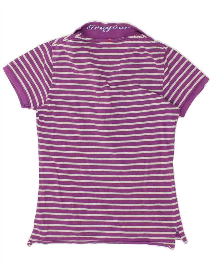 SUN68 Womens Polo Shirt UK 12 Medium Purple Striped Cotton | Vintage Sun68 | Thrift | Second-Hand Sun68 | Used Clothing | Messina Hembry 