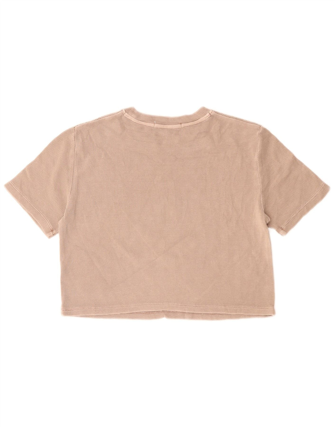 CALVIN KLEIN JEANS Womens Crop T-Shirt Top UK 10 Small Beige Cotton