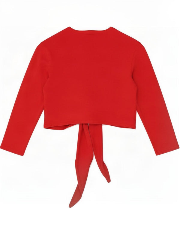 Marks & Spencer Womens Front Tie 3/4 Sleeve Crop Top UK 14 Medium Red