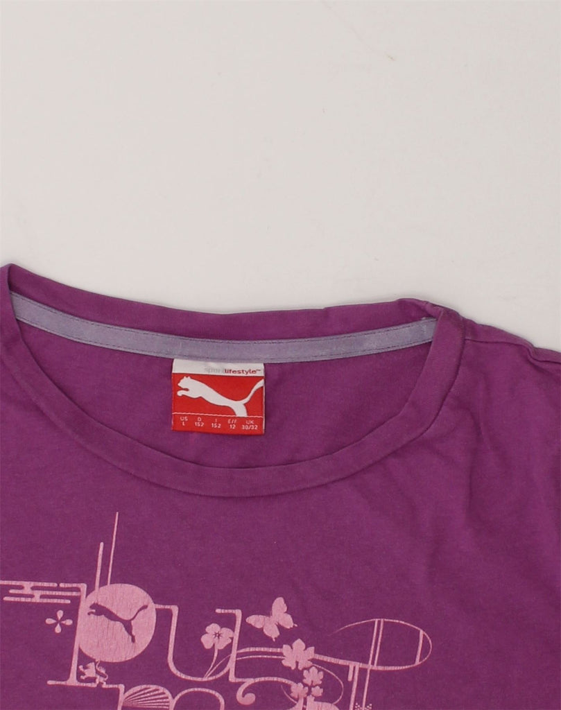 PUMA Girls Graphic T-Shirt Top 11-12 Years Purple | Vintage Puma | Thrift | Second-Hand Puma | Used Clothing | Messina Hembry 