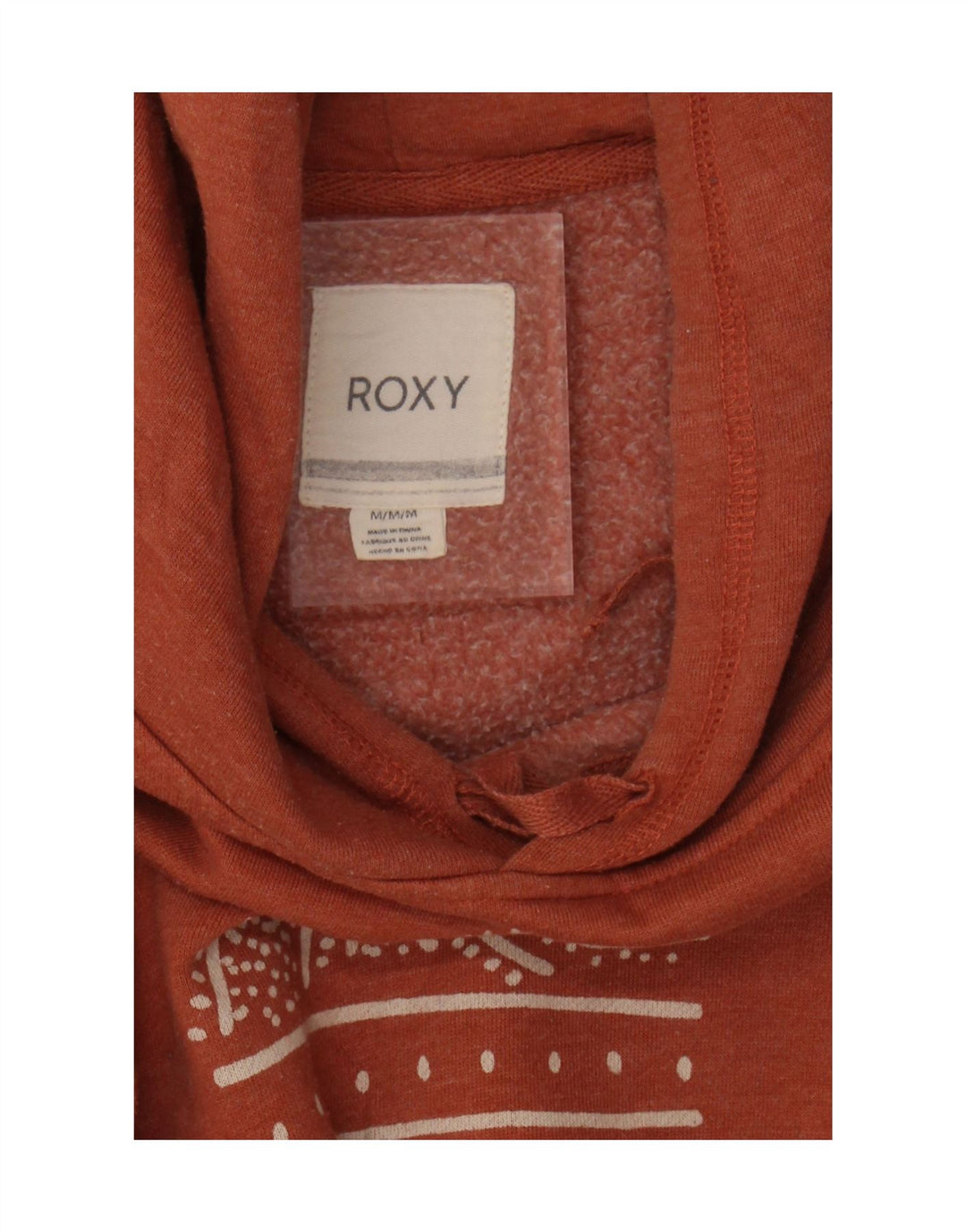 ROXY Mens Graphic Hoodie Jumper Medium Orange Vintage Roxy and Second-Hand Roxy from Messina Hembry 