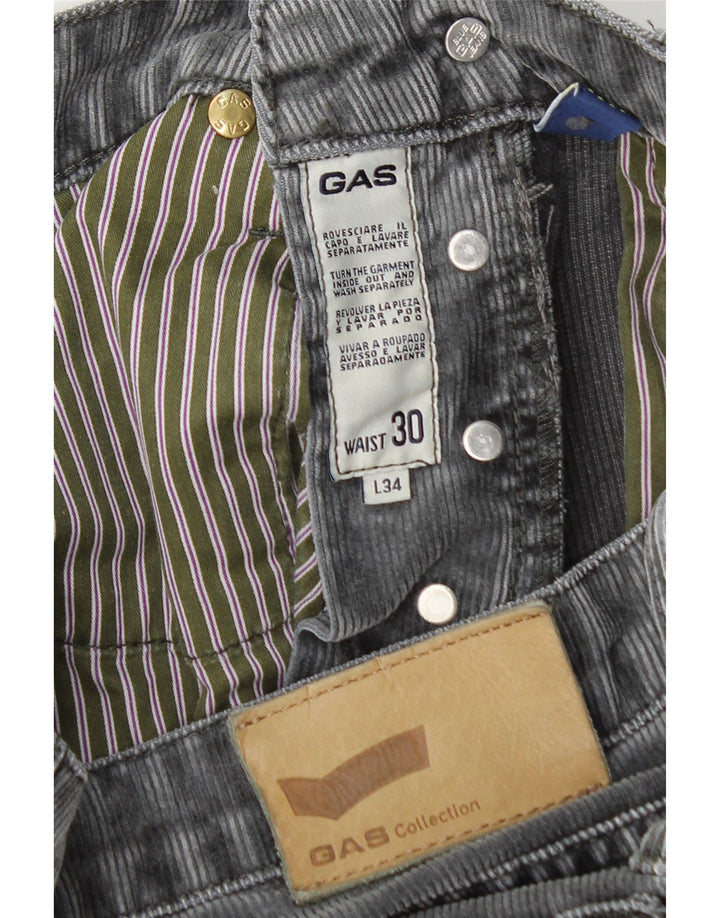 Gas Mens Slim Corduroy Trousers W30 L34 Grey