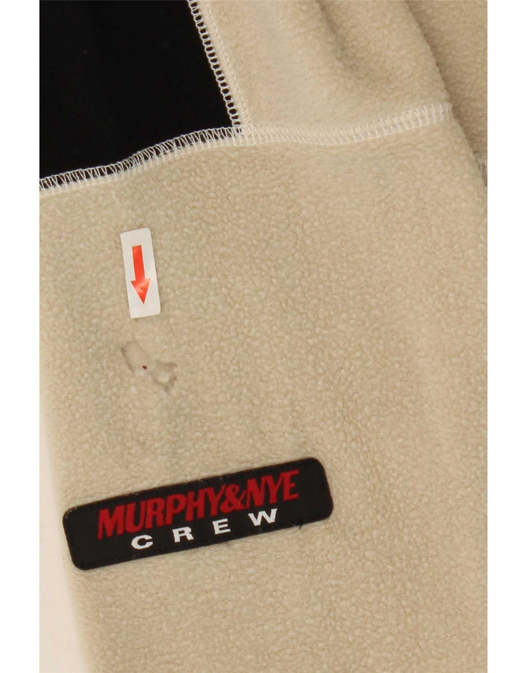 Murphy & Nye Mens Zip Neck Fleece Jumper Large Beige Colourblock Polyester