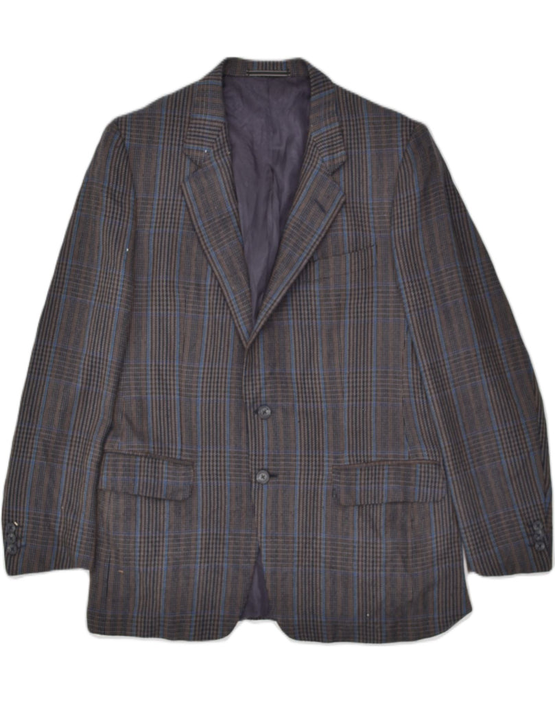 AQUASCUTUM Mens 2 Button Blazer Jacket IT 50 Large Grey Check Wool | Vintage Aquascutum | Thrift | Second-Hand Aquascutum | Used Clothing | Messina Hembry 