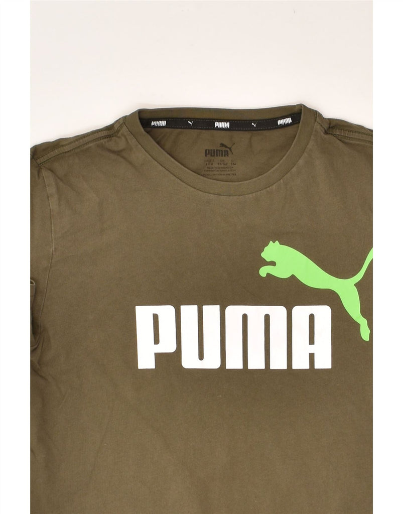 PUMA Boys Graphic T-Shirt Top 13-14 Years Large Khaki Cotton | Vintage Puma | Thrift | Second-Hand Puma | Used Clothing | Messina Hembry 