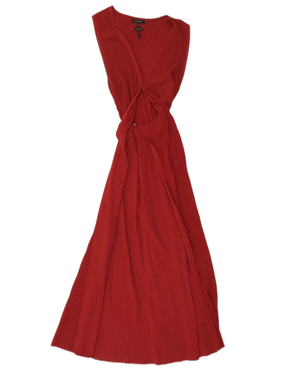 Massimo Dutti Womens Sleeveless Maxi Dress UK 12 Medium Red Viscose