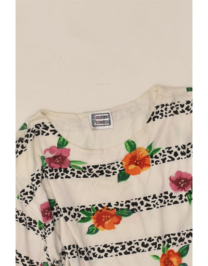 VINTAGE Womens T-Shirt Top UK 22 3XL White Floral | Vintage Vintage | Thrift | Second-Hand Vintage | Used Clothing | Messina Hembry 