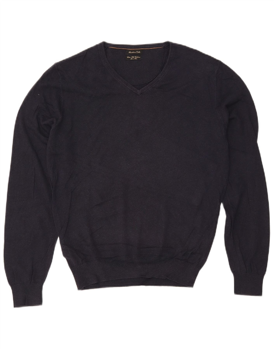 MASSIMO DUTTI Womens Oversized V-Neck Jumper Sweater UK 10 Small Navy Blue