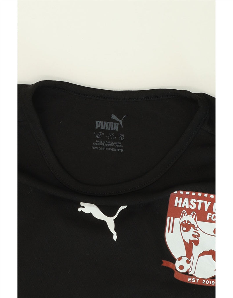 PUMA Boys Graphic T-Shirt Top 11-12 Years Black Polyester Vintage Puma and Second-Hand Puma from Messina Hembry 