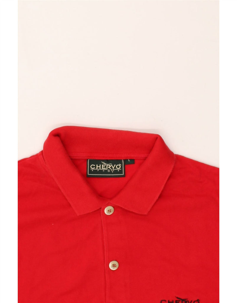 CHERVO Mens Polo Shirt Large Red Cotton | Vintage Chervo | Thrift | Second-Hand Chervo | Used Clothing | Messina Hembry 