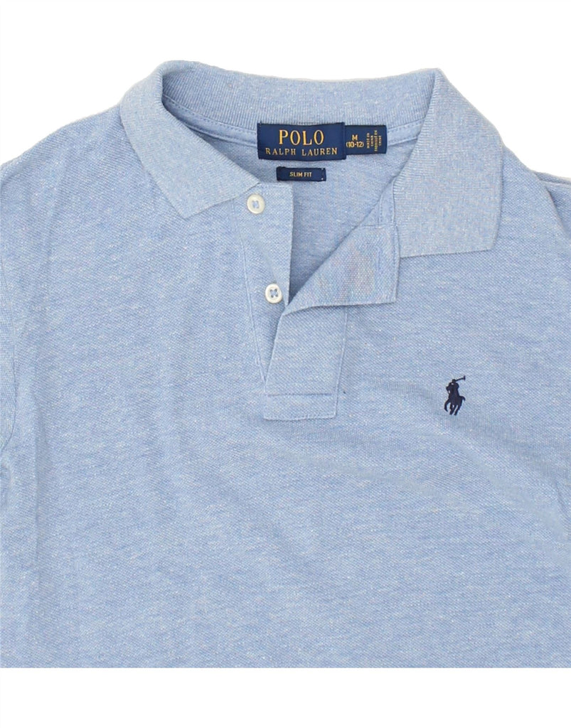 POLO RALPH LAUREN Boys Slim Long Sleeve Polo Shirt 10-11 Years Medium Blue | Vintage Polo Ralph Lauren | Thrift | Second-Hand Polo Ralph Lauren | Used Clothing | Messina Hembry 