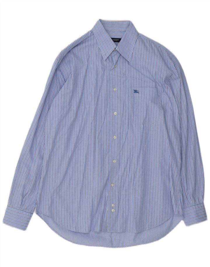 Burberry Mens Shirt Medium Blue Pinstripe