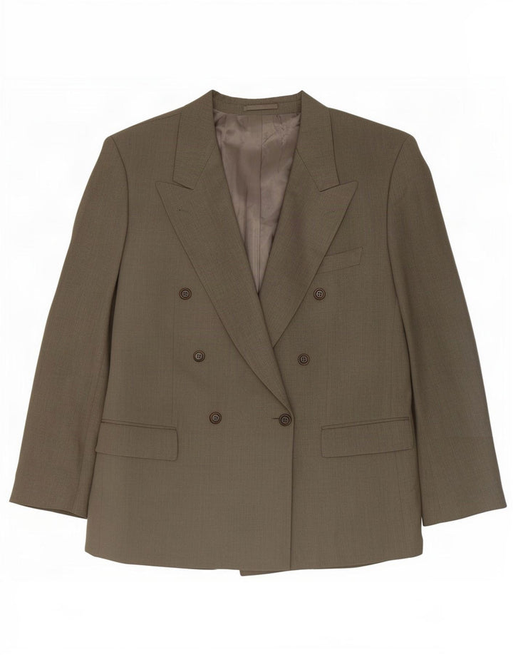 Hugo Boss Mens Double Breasted Blazer Jacket EU 54 2XL Grey Wool