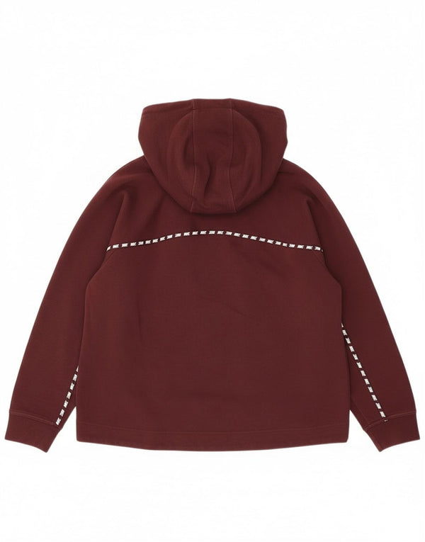 Nike Womens Graphic Hoodie Jumper UK 16 Large Burgundy Cotton