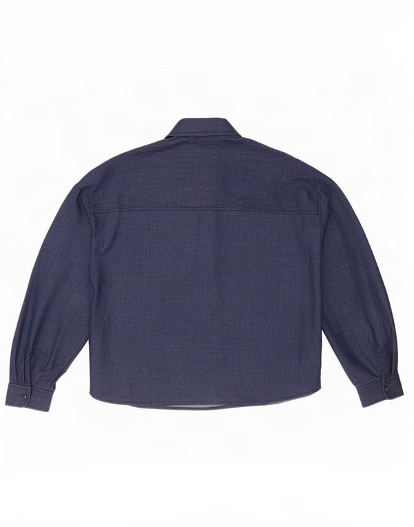 Zara Womens Oversized Shirt UK 6 XS Navy Blue Polyester