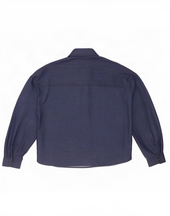 Zara Womens Oversized Shirt UK 6 XS Navy Blue Polyester