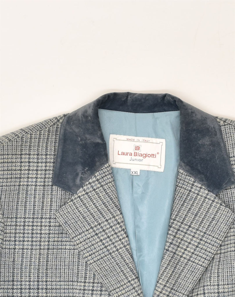 LAURA BIAGIOTTI Girls 2 Button Blazer Jacket 15-16 Years 2XL Grey Check | Vintage Laura Biagiotti | Thrift | Second-Hand Laura Biagiotti | Used Clothing | Messina Hembry 