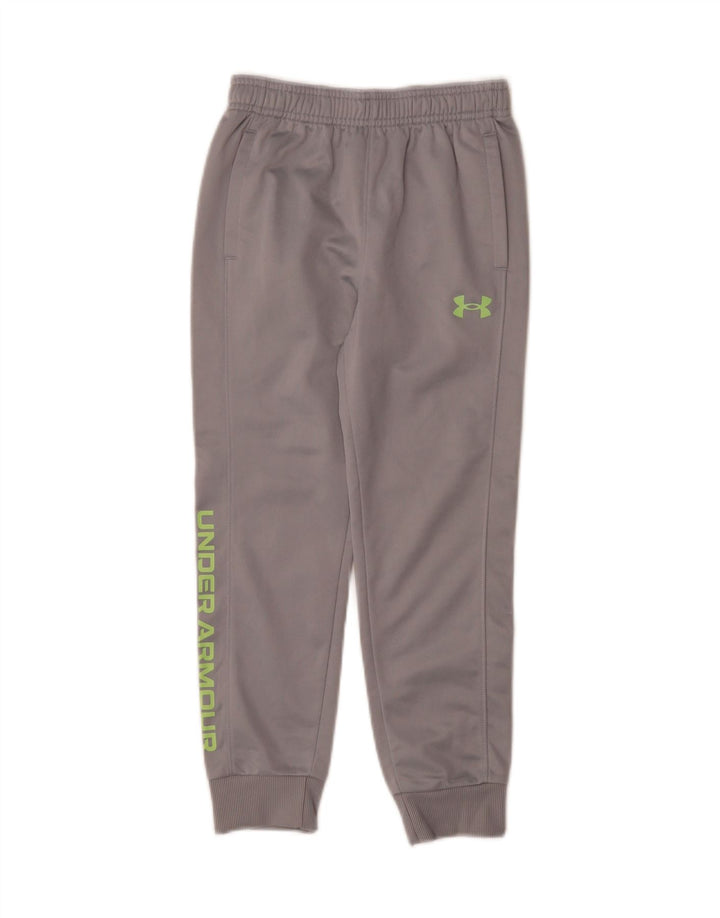UNDER ARMOUR Boys Graphic Tracksuit Trousers Joggers 6-7 Years Grey