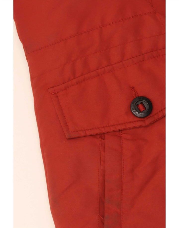 Superdry Womens Hooded Oversized Parka Jacket UK 10 Small Red Colourblock