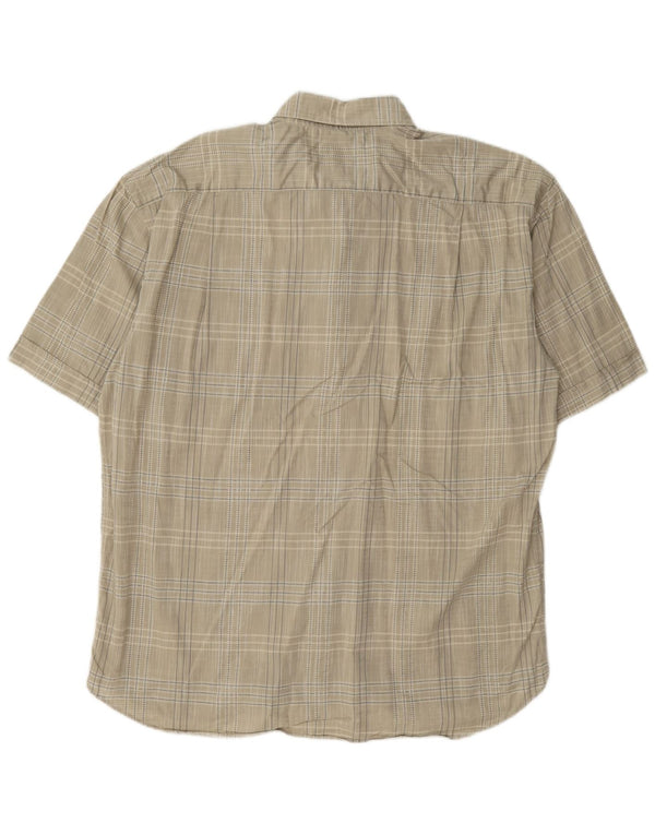 Roccobarocco Mens Short Sleeve Shirt Size 45 XL Grey Check