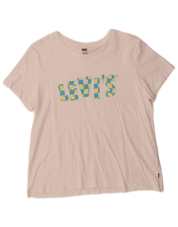Levi's Womens Graphic T-Shirt Top UK 18 XL White Cotton