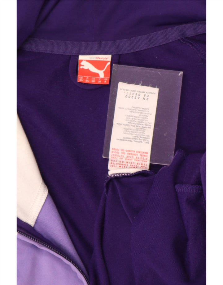 PUMA Womens Zip Hoodie Sweater UK 8 Small  Purple Colourblock Polyester