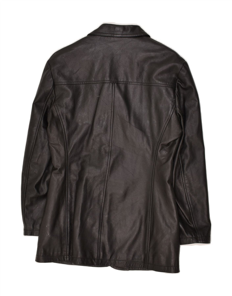 VINTAGE Womens Leather Coat UK 8 Small Black | Vintage Vintage | Thrift | Second-Hand Vintage | Used Clothing | Messina Hembry 