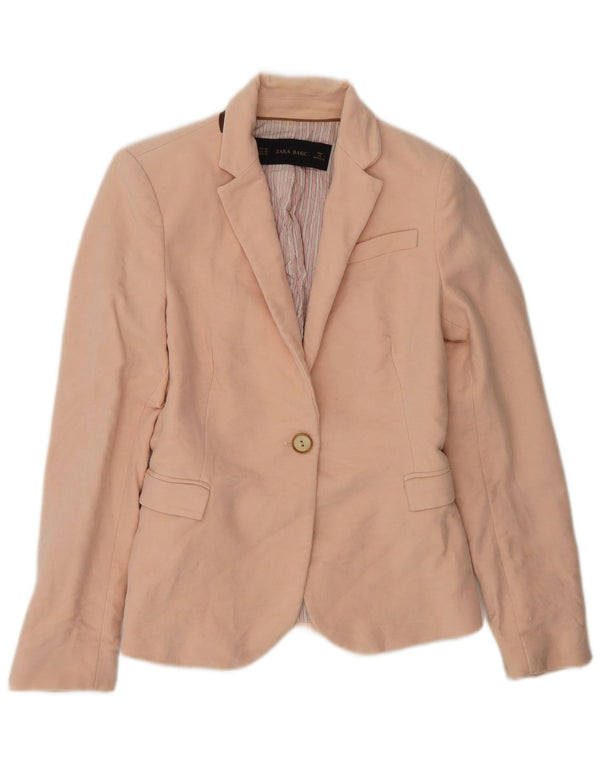 Zara Womens 1 Button Blazer Jacket UK 6 XS Pink