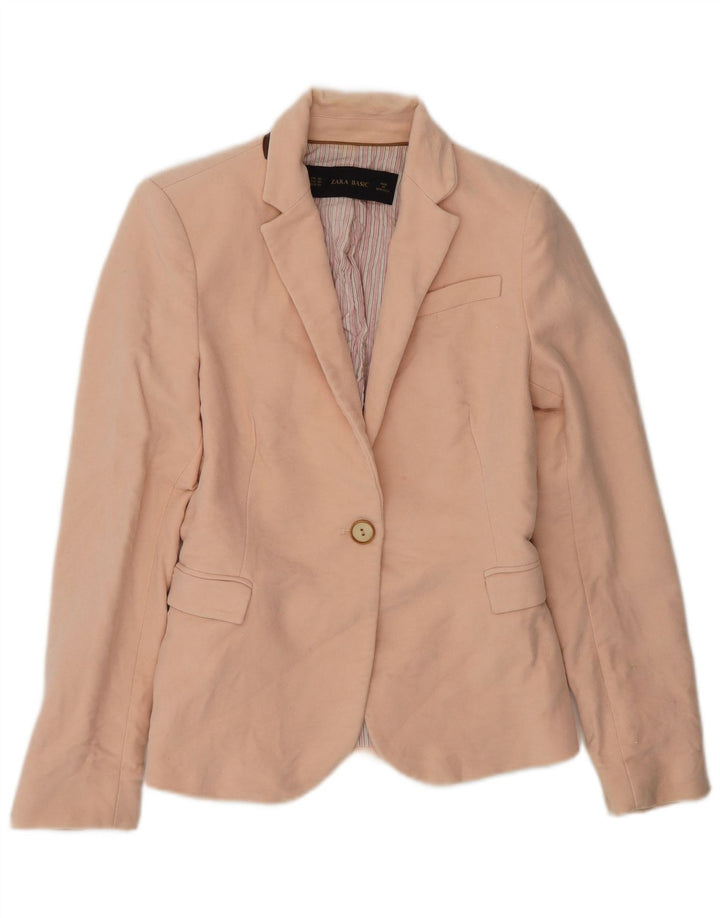 Zara Womens 1 Button Blazer Jacket UK 6 XS Pink