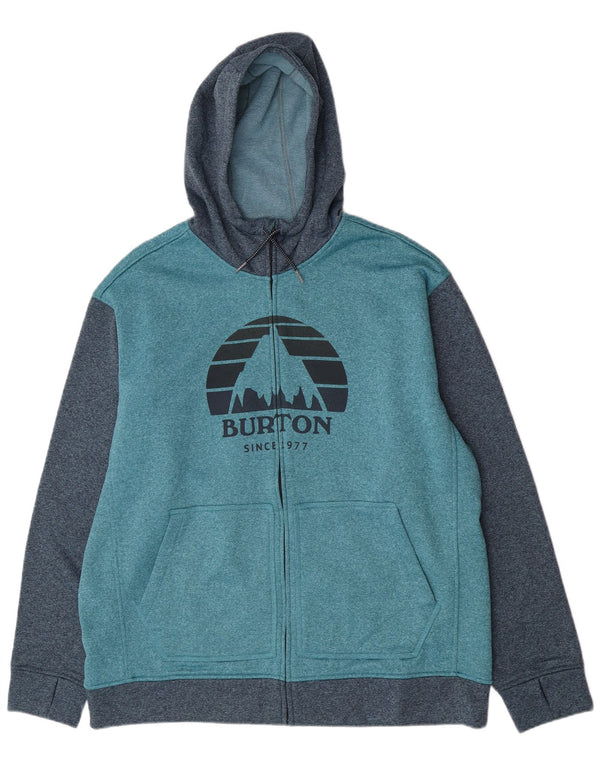 Burton Mens Graphic Zip Hoodie Sweater 2XL Blue Colourblock Polyester