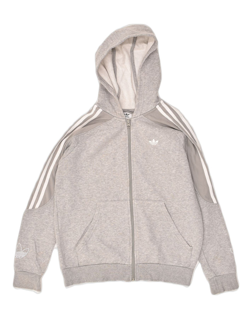 ADIDAS Boys Zip Hoodie Sweater 13-14 Years Grey Cotton | Vintage Adidas | Thrift | Second-Hand Adidas | Used Clothing | Messina Hembry 