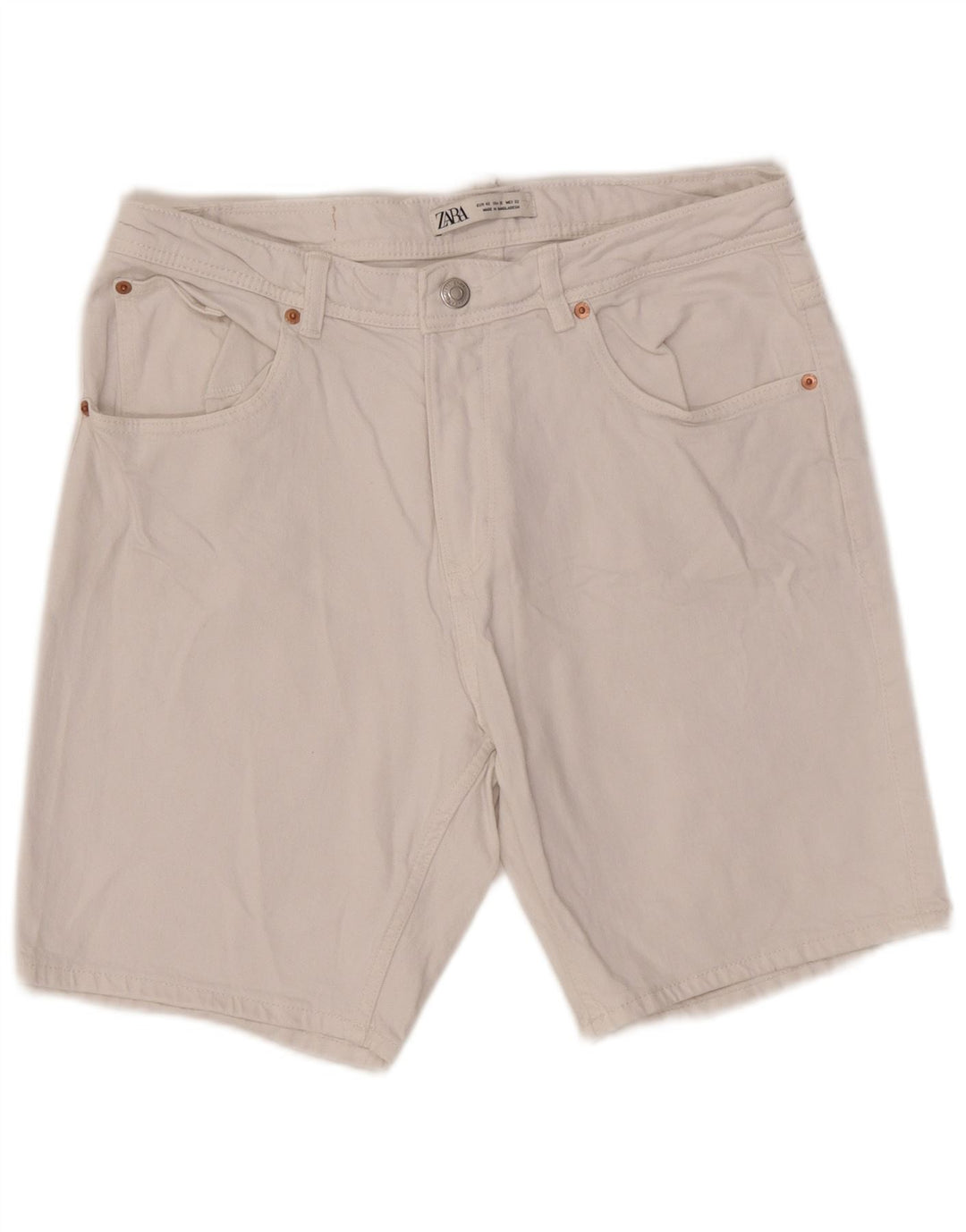 Zara Mens Denim Shorts EU 42 Large W32  White Cotton