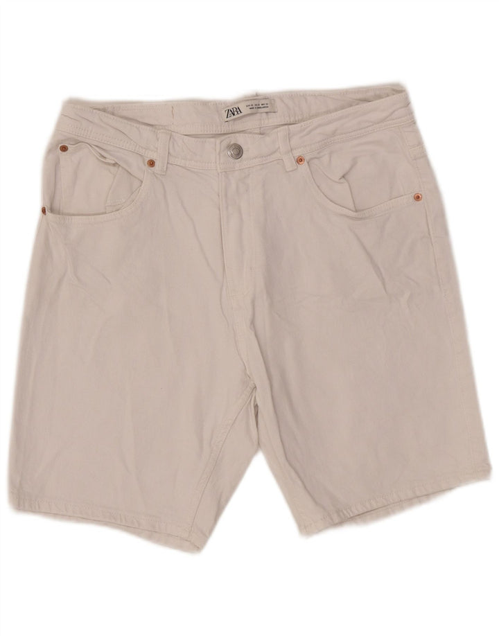 Zara Mens Denim Shorts EU 42 Large W32  White Cotton
