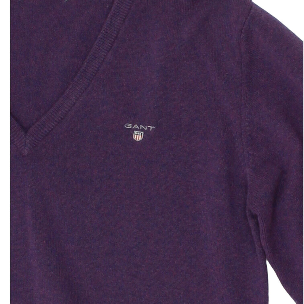 Gant Mens Purple V Neck Knitted Wool Jumper | Vintage Designer Sweater VTG | Vintage Messina Hembry | Thrift | Second-Hand Messina Hembry | Used Clothing | Messina Hembry 