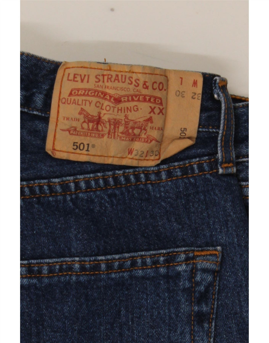 Levi's Mens 501 Straight Jeans W32 L30 Navy Blue Cotton