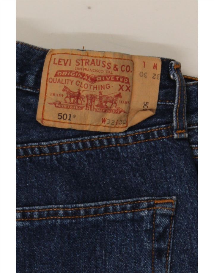 Levi's Mens 501 Straight Jeans W32 L30 Navy Blue Cotton