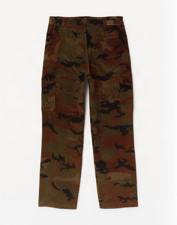 Univers Mens Cargo Corduroy Trousers W38 L31 Khaki Camouflage Cotton