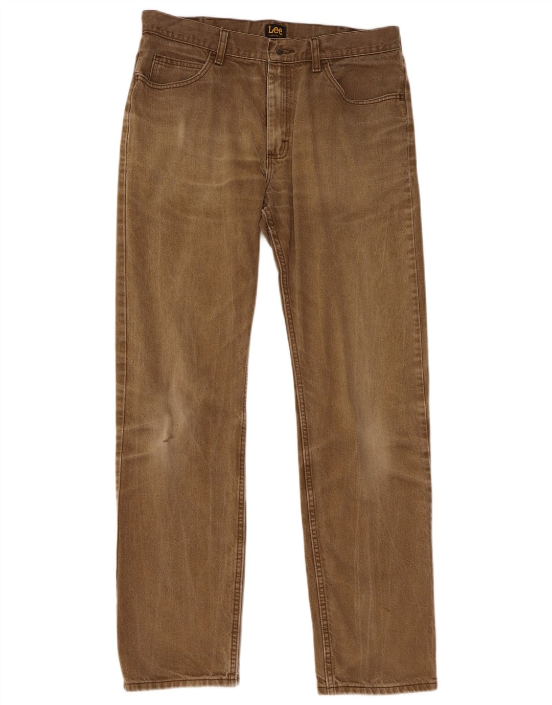 Lee Mens Straight Jeans W35 L34 Khaki Cotton
